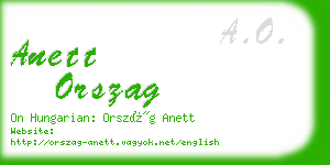 anett orszag business card